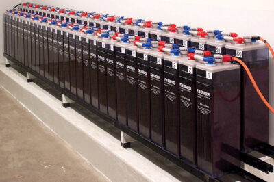 60 lead-acid batteries in two rows