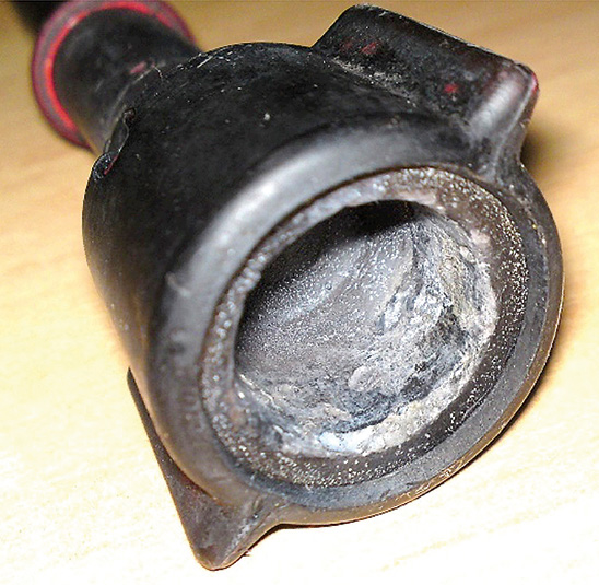 Fig 4: Used connector showing corroded and pitted internal contact surface.