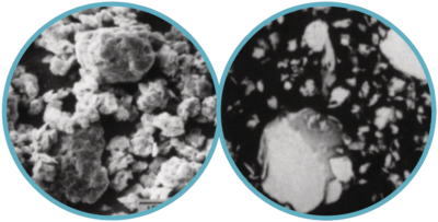 Fig 2 SEM images of leady oxide from the Barton pot process