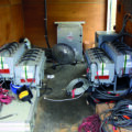 This is an example of two temporary batteries used in the field during testing operations. Each is 120 volts but can be configured as a single 240 volt system when needed. Certain site circumstances require such a battery be connected to the dc system while the battery being tested is out of service to cover the need for backup power. The VRLA battery set in a utility trailer, along with the needed charger, switchgear and cabling is pretty common in the electric utility industry.