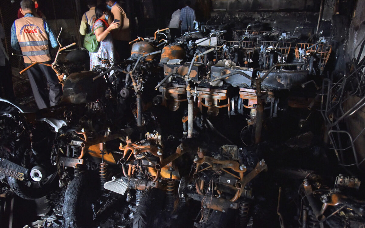 fire damage to e-scooter showroom