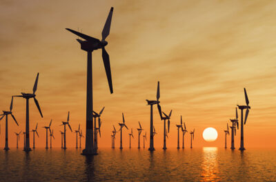 Figure 4 Typical spacing of Wind turbines in a wind farm