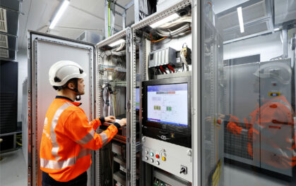 technician working on energy storage system