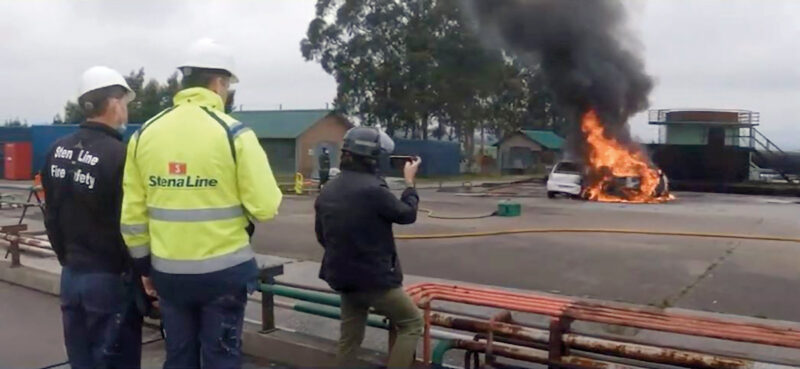 LASH fire tests on fire fighting electric cars.