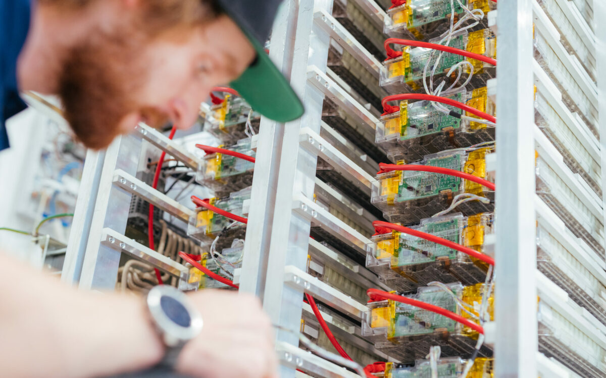 man working on a battery