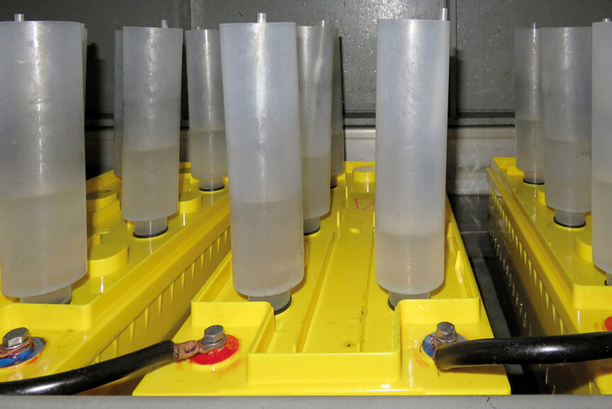 Fig 7: Typical method for preventing electrolyte dry-out during VRLA battery formation.