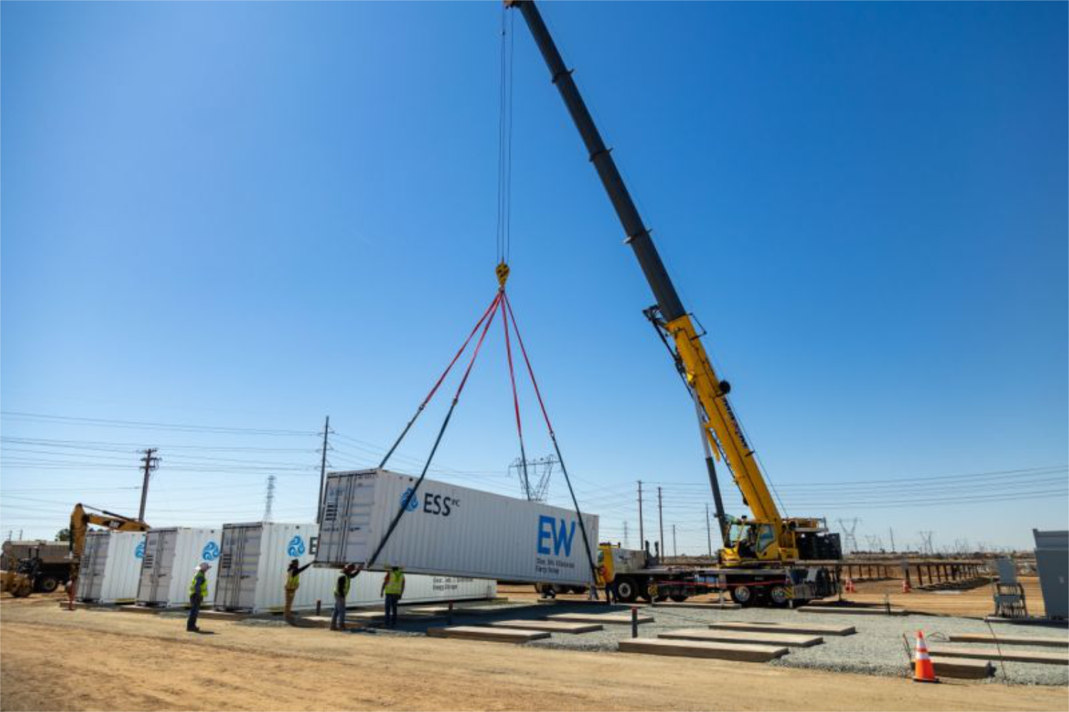 crane lowering energy storage into place