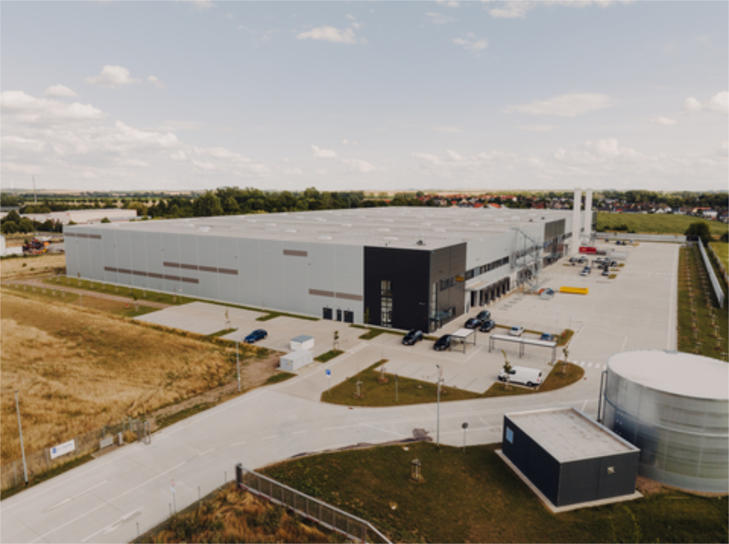 aerial view of recycling factory