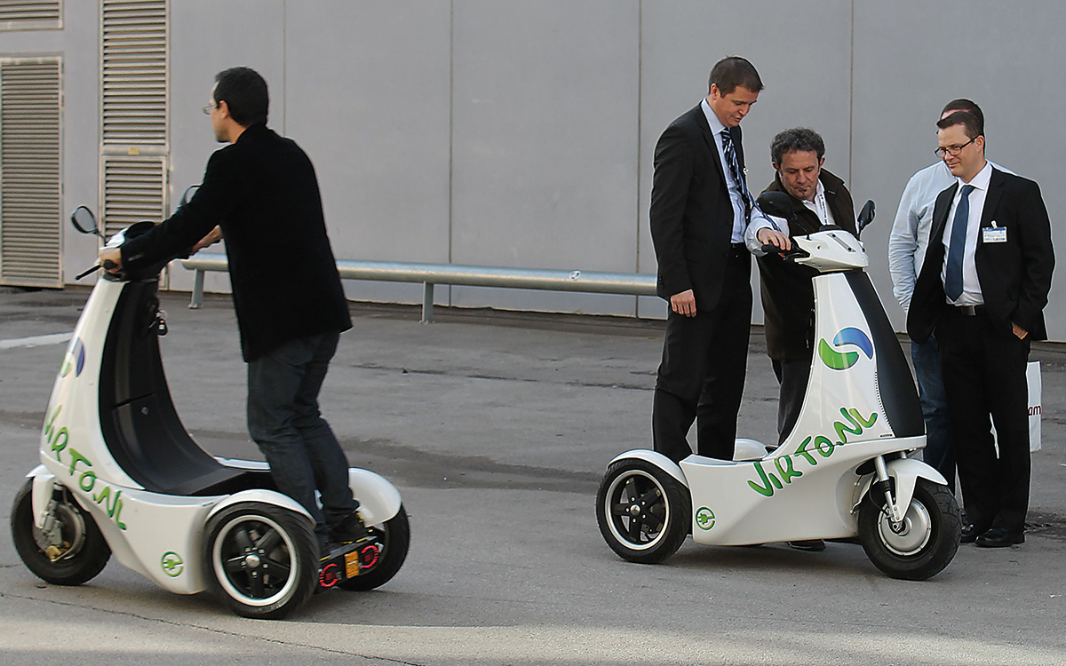 Boys toys: This three-wheel e-scooter from Dutch Virto was a great break from the conference hall. It features a lithium iron phosphate 48V / 10Ah battery that riders can whizz about on at 25km/h on public roads— great fun in the Spanish sunshine