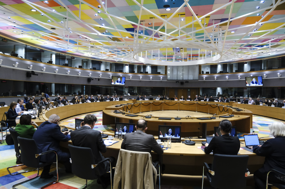 EU Council members sitting in session