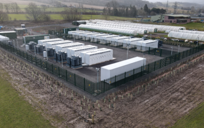 battery energy storage system, containers surrounded by a fence