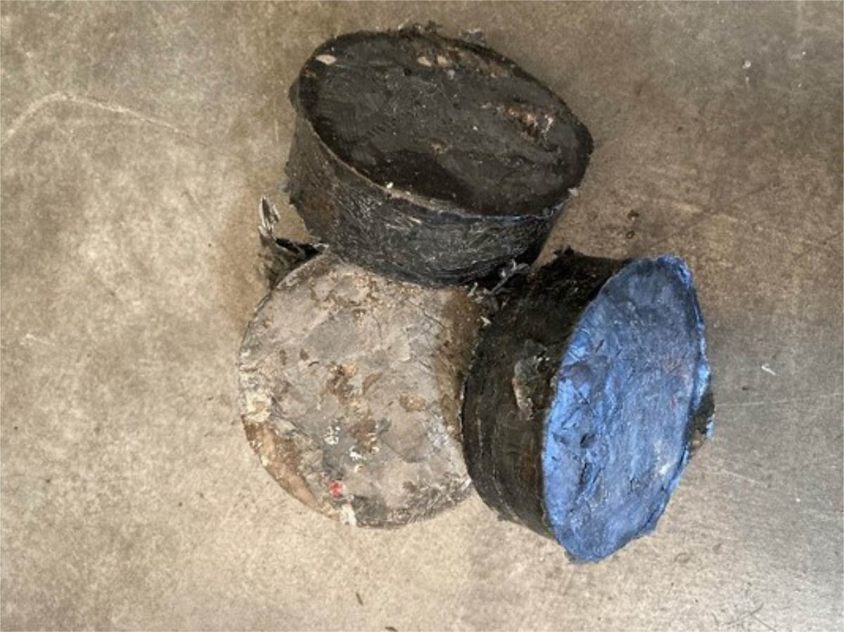 polyethelene briquettes in a pile