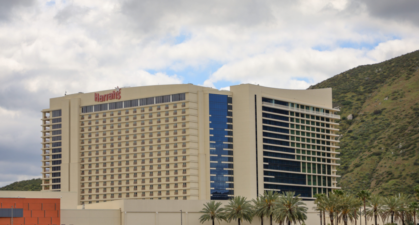 casino building with mountains in background