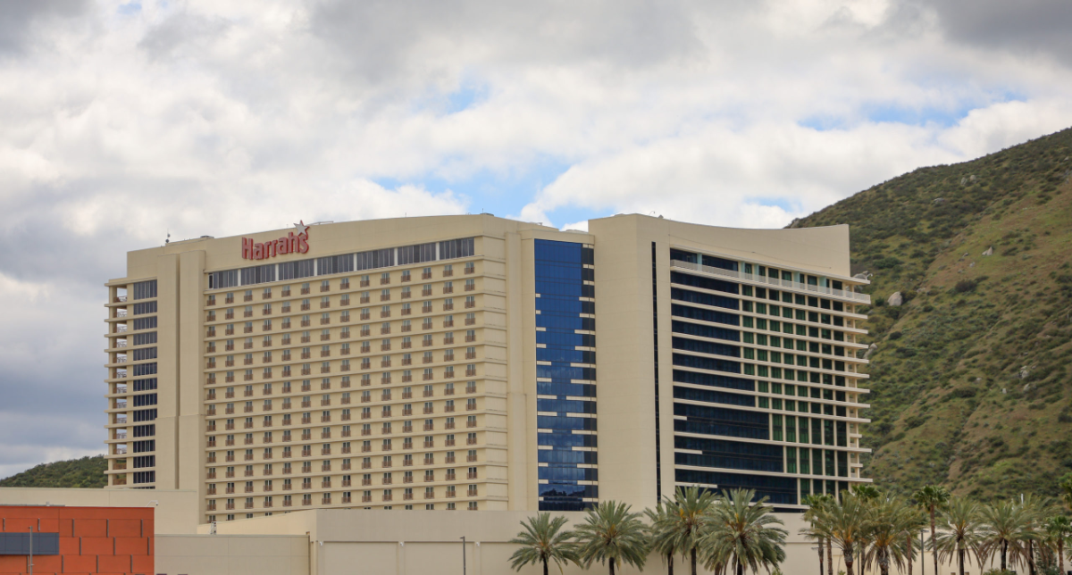 casino building with mountains in background