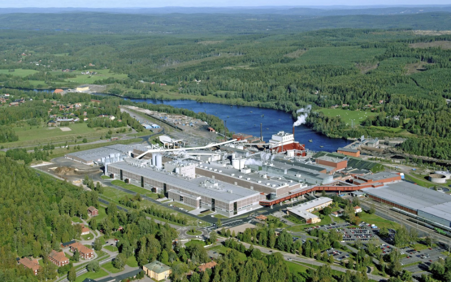 aerial view of paper mill