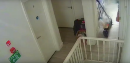ebike on charge in flat hallway