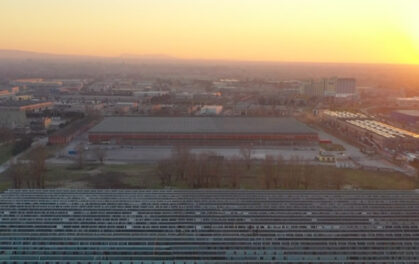 gigafactory at sunset