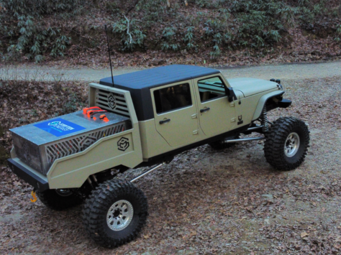 jeep with a battery pack fitted to the rear