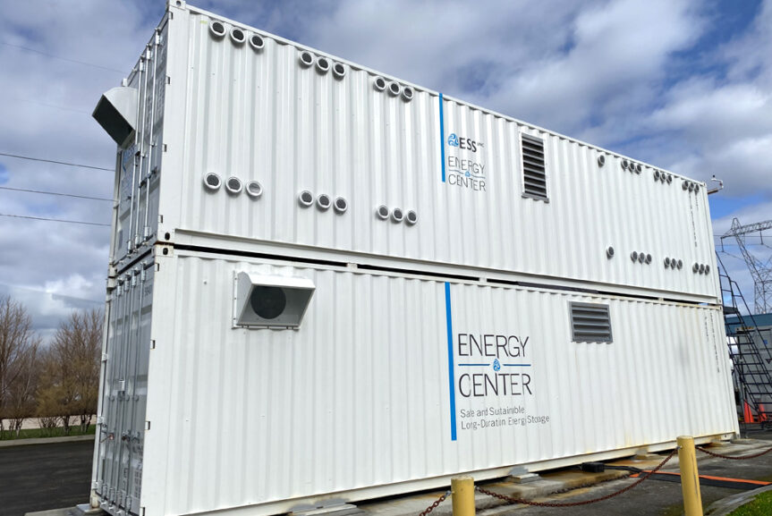 2 white shipping containers stacked